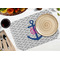 Monogram Anchor Octagon Placemat - Single front (LIFESTYLE) Flatlay