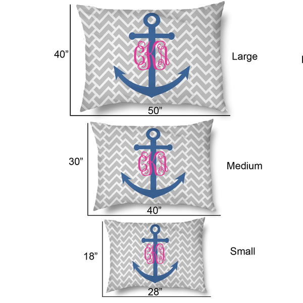 Monogram Anchor Outdoor Dog Beds - SIZE CHART