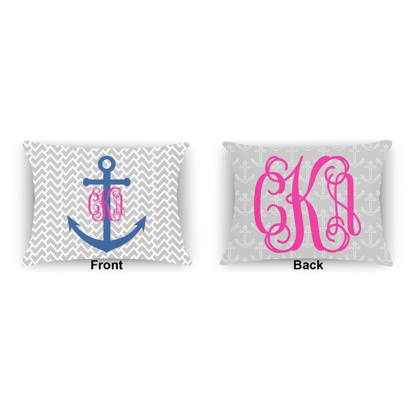 Monogram Anchor  Outdoor Rectangular Throw Pillow (Front and Back)