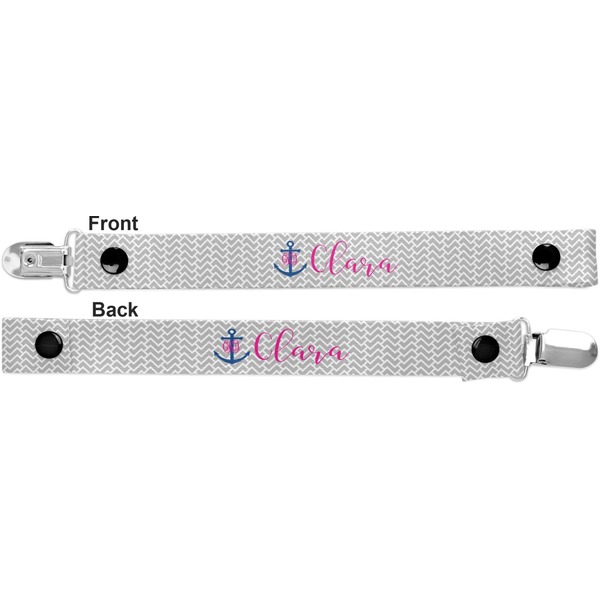 Monogram Anchor Pacifier Clip - Front and Back