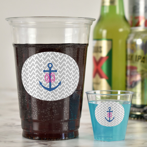 Monogram Anchor Party Cups - 16oz - In Context