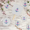 Monogram Anchor Party Supplies Combination Image - All items - Plates, Coasters, Fans