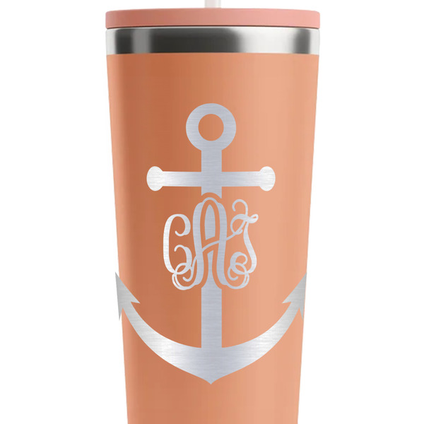 Monogram Anchor Peach RTIC Everyday Tumbler - 28 oz. - Close Up