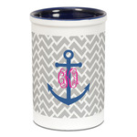 Monogram Anchor Ceramic Pencil Holders - Blue