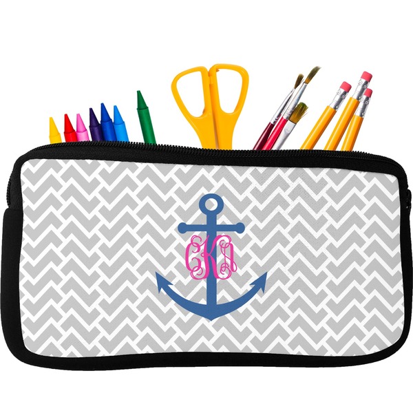 Custom Monogram Anchor Neoprene Pencil Case