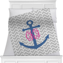 Monogram Anchor Minky Blanket - Toddler / Throw - 60"x50" - Double Sided