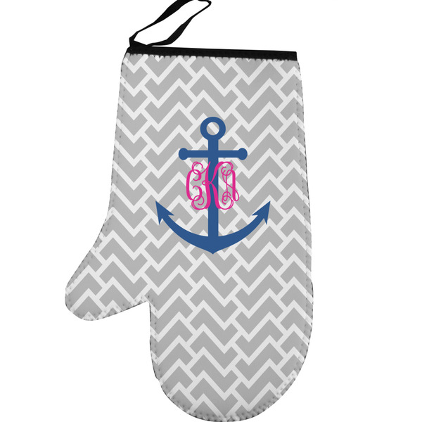 Monogram Anchor Personalized Oven Mitt - Left