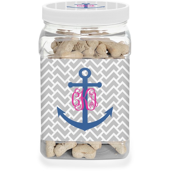 Custom Monogram Anchor Dog Treat Jar (Personalized)