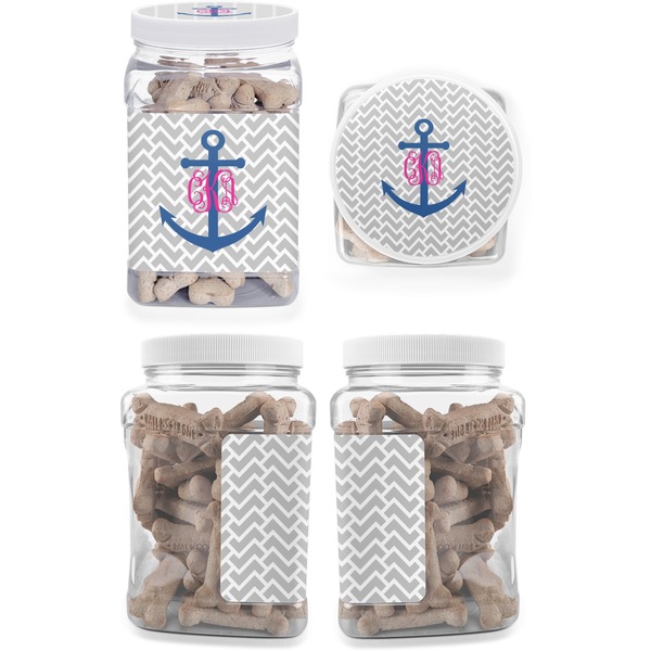 Monogram Anchor Pet Treat Jar - Multiple Angles