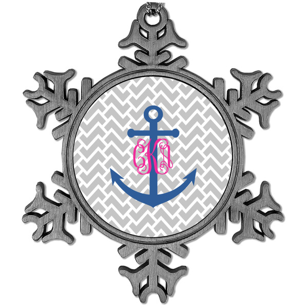Custom Monogram Anchor Vintage Snowflake Ornament