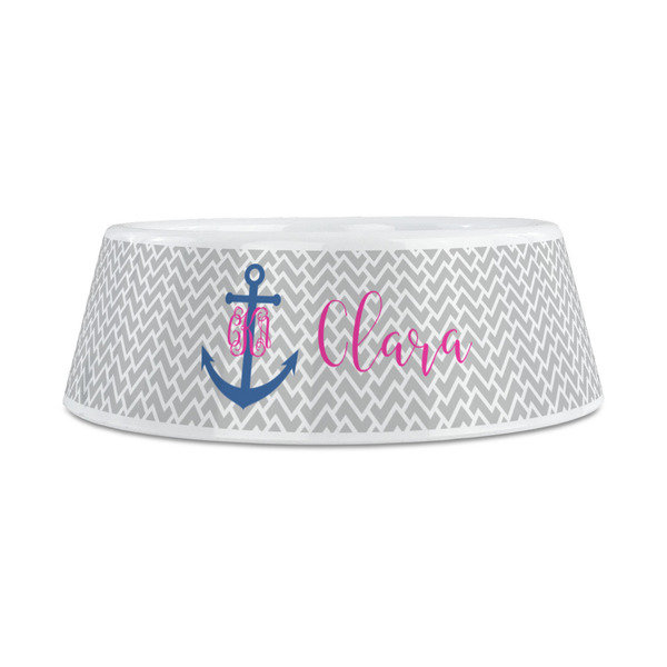 Monogram Anchor Plastic Dog Bowls - Medium - FRONT