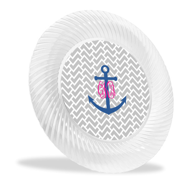 Custom Monogram Anchor Plastic Party Dinner Plates - 10"