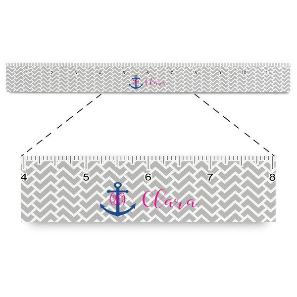 Custom Monogram Anchor Plastic Ruler - 12"