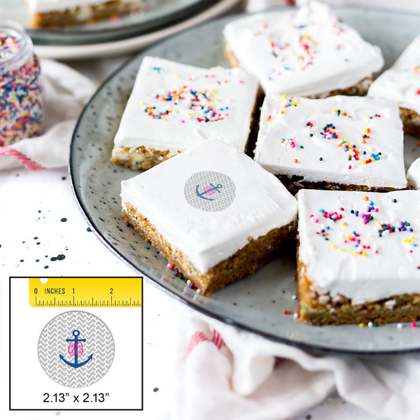 Monogram Anchor Printed Icing Circle - Small - In Context