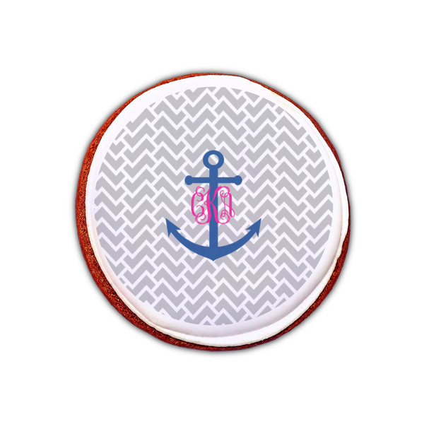 Monogram Anchor Printed Icing Circle - XSmall - On Cookie