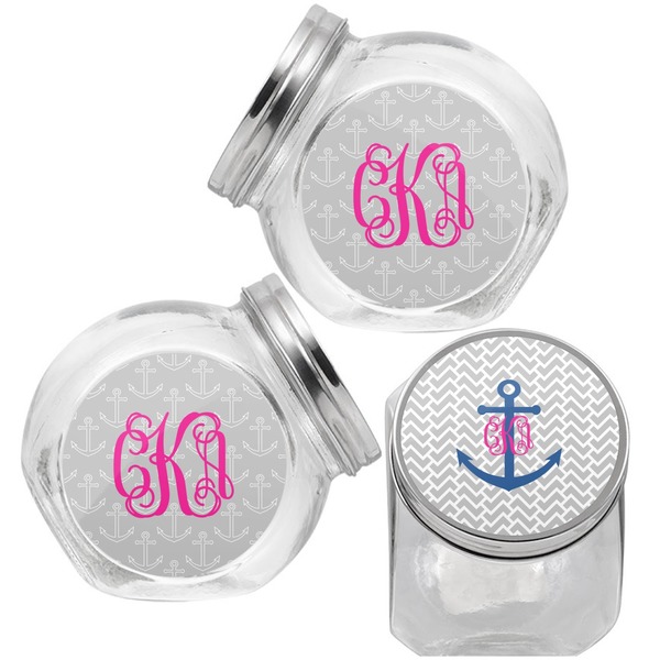 Monogram Anchor Puppy Treat Jar - Top Left Right