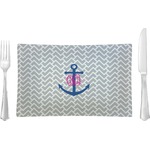 Monogram Anchor Rectangular Glass Lunch / Dinner Plate - Single or Set (Personalized)