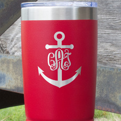 Monogram Anchor 20 oz Stainless Steel Tumbler - Red - Double Sided