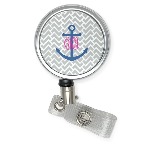 Custom Monogram Anchor Retractable Badge Reel (Personalized)