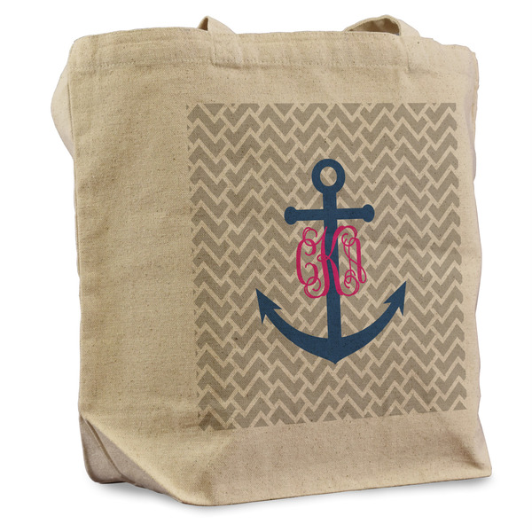 Custom Monogram Anchor Reusable Cotton Grocery Bag