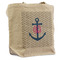 Monogram Anchor Reusable Cotton Grocery Bag - Front View
