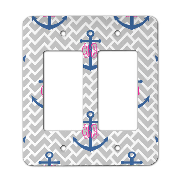 Custom Monogram Anchor Rocker Style Light Switch Cover - Two Switch
