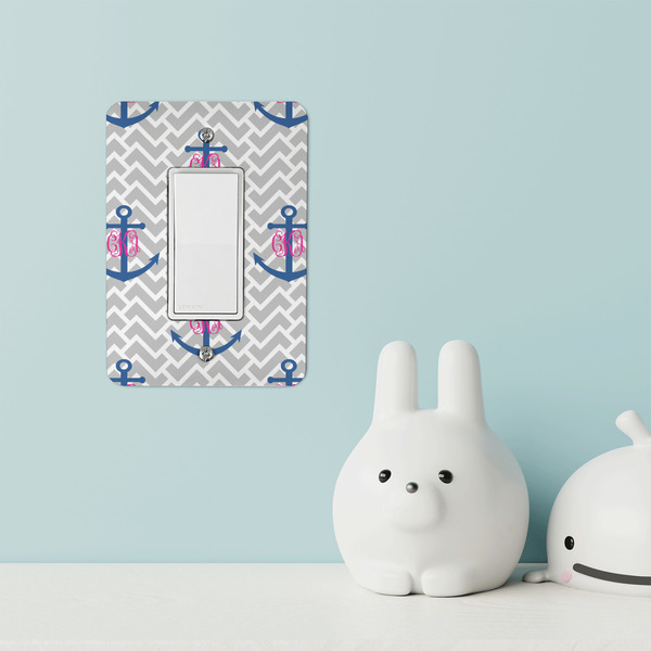 Monogram Anchor Rocker Light Switch Covers - Single - IN CONTEXT