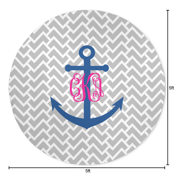 Monogram Anchor Round Area Rug - Size