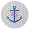 Monogram Anchor Round Rubber Backed Coaster (Personalized)