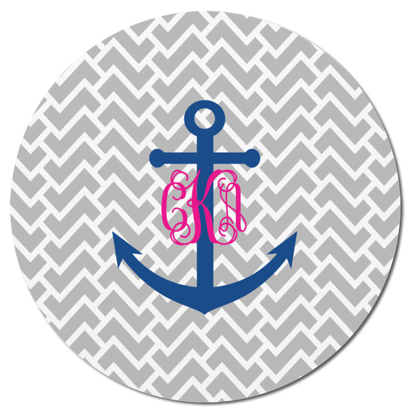 Monogram Anchor Round Fridge Magnet - FRONT
