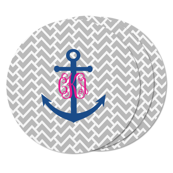 Monogram Anchor Round Fridge Magnet - THREE