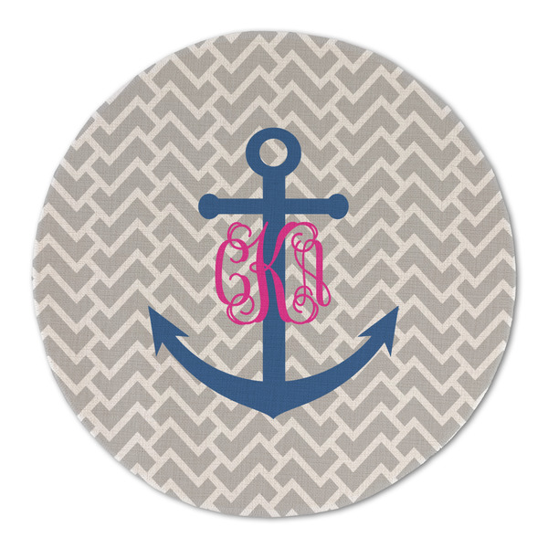 Monogram Anchor Round Linen Placemats - FRONT (Double Sided)