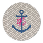 Monogram Anchor Round Linen Placemat - Single Sided