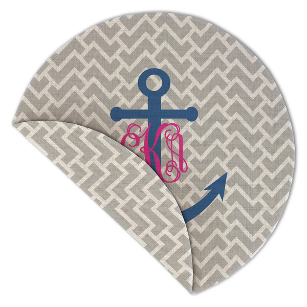 Monogram Anchor Round Linen Placemats - Front (folded corner double sided)
