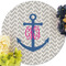 Monogram Anchor Round Linen Placemats - Front (w flowers)