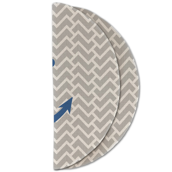 Monogram Anchor Round Linen Placemats - HALF FOLDED (double sided)