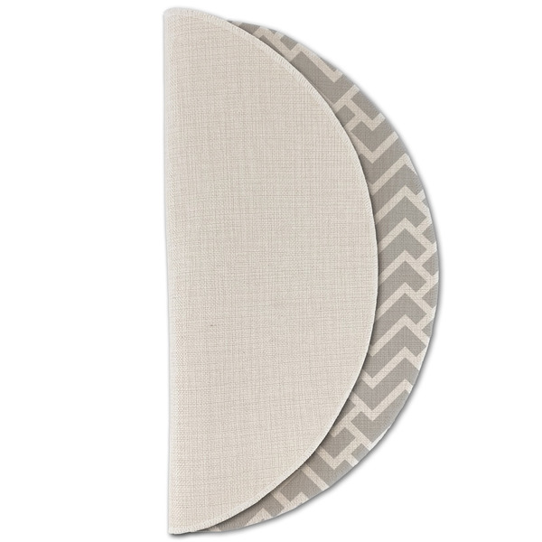 Monogram Anchor Round Linen Placemats - HALF FOLDED (single sided)