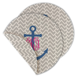 Monogram Anchor Round Linen Placemat - Double Sided