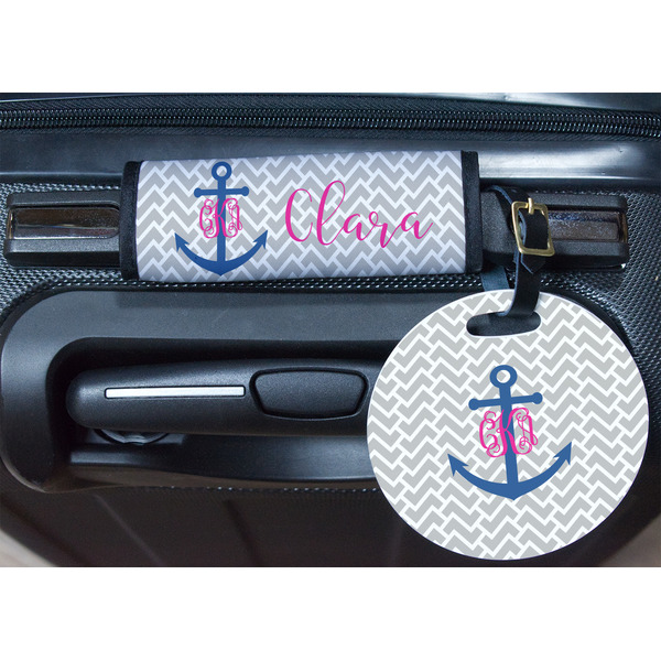 Monogram Anchor Round Luggage Tag & Handle Wrap - In Context