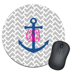 Monogram Anchor Round Mouse Pad (Personalized)