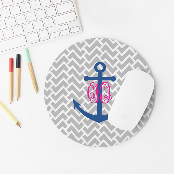 Monogram Anchor Round Mousepad - LIFESTYLE 2