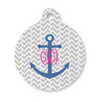 Monogram Anchor Round Pet ID Tag - Small