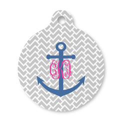 Monogram Anchor Round Pet ID Tag - Small