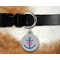 Monogram Anchor Round Pet Tag on Collar & Dog