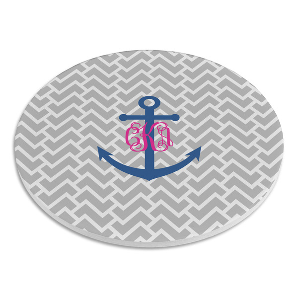Monogram Anchor Round Stone Trivet - Angle View