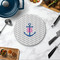 Monogram Anchor Round Stone Trivet - In Context View