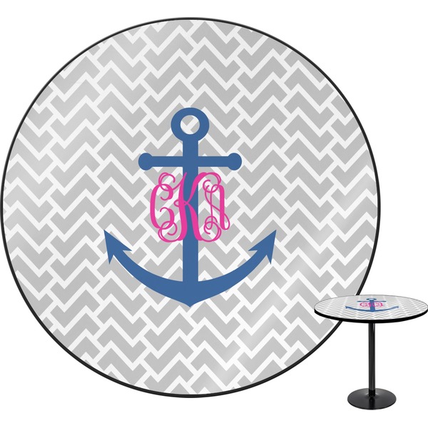 Custom Monogram Anchor Round Table (Personalized)