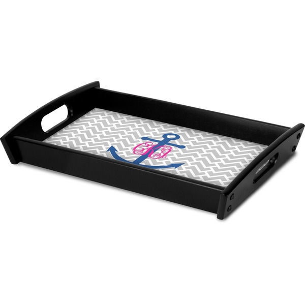 Monogram Anchor Serving Tray Black - Corner