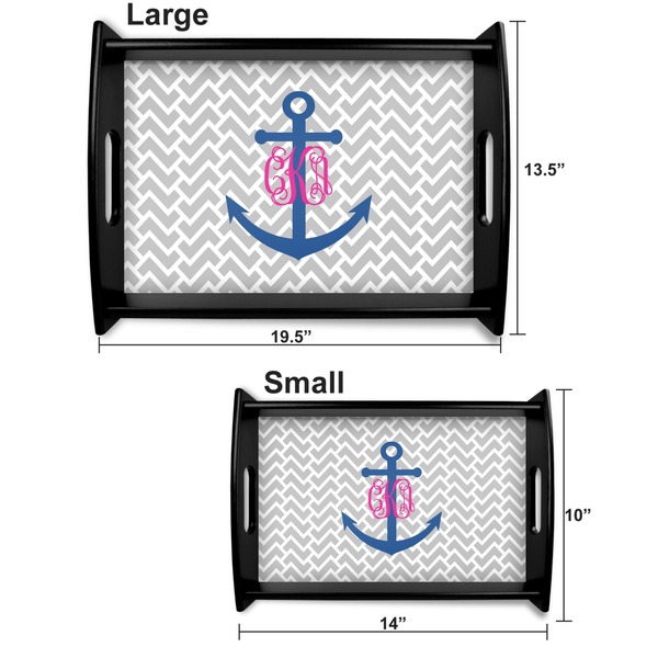 Monogram Anchor Serving Tray Black Sizes