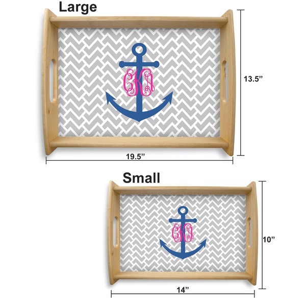 Monogram Anchor Serving Tray Wood Sizes
